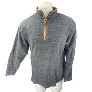 Orvis Brighton Mens Gray Yellow Quarter Zip Long Sleeve Sweatshirt Sweater Top M